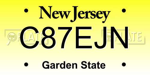 C87EJN New Jersey License Plate