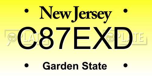 C87EXD New Jersey License Plate