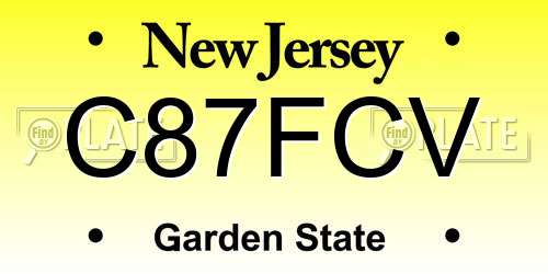 C87FCV New Jersey License Plate