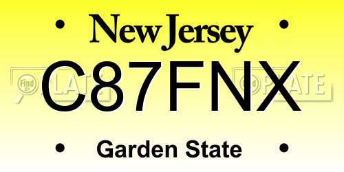 C87FNX New Jersey License Plate