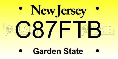 C87FTB New Jersey License Plate