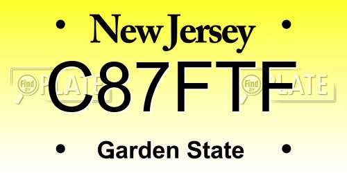 C87FTF New Jersey License Plate
