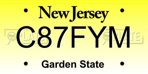C87FYM New Jersey License Plate