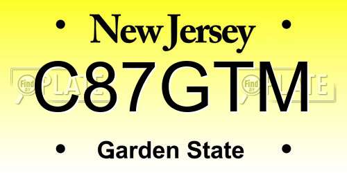 C87GTM New Jersey License Plate