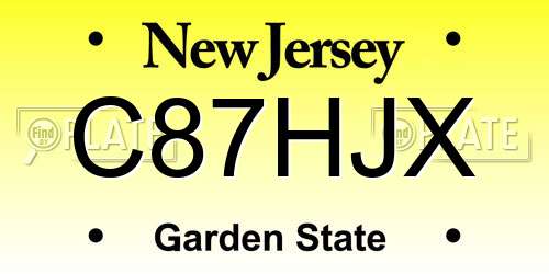 C87HJX New Jersey License Plate