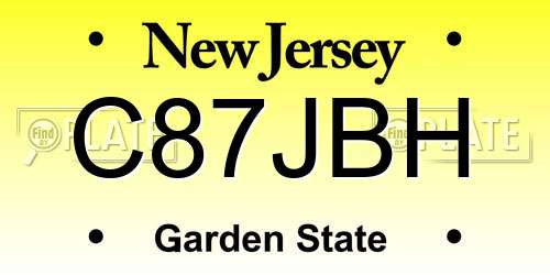 C87JBH New Jersey License Plate