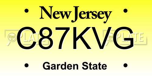 C87KVG New Jersey License Plate