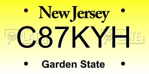 C87KYH New Jersey License Plate