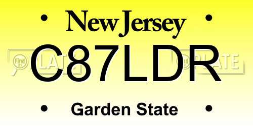 C87LDR New Jersey License Plate