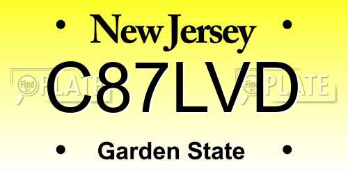 C87LVD New Jersey License Plate