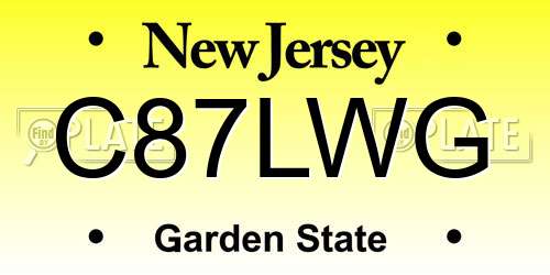 C87LWG New Jersey License Plate