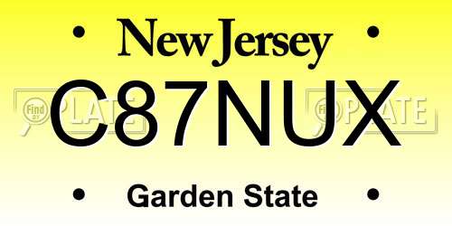 C87NUX New Jersey License Plate