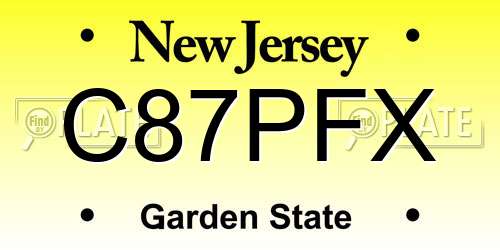 C87PFX New Jersey License Plate