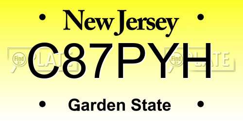 C87PYH New Jersey License Plate