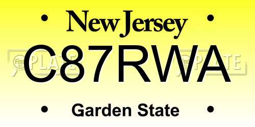 C87RWA New Jersey License Plate