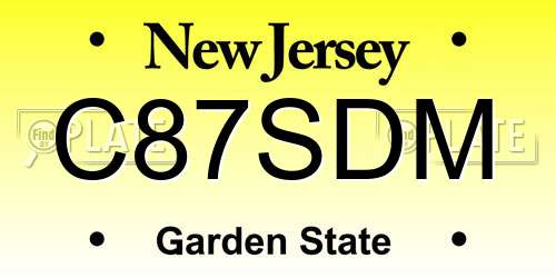 C87SDM New Jersey License Plate