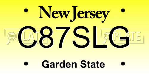 C87SLG New Jersey License Plate