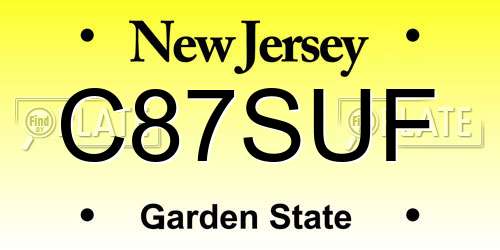 C87SUF New Jersey License Plate
