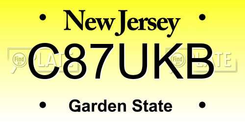 C87UKB New Jersey License Plate