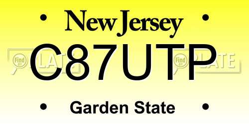 C87UTP New Jersey License Plate