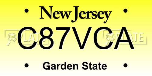 C87VCA New Jersey License Plate