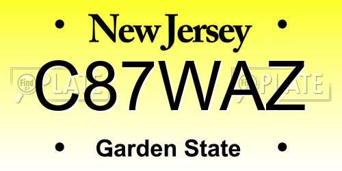 C87WAZ New Jersey License Plate