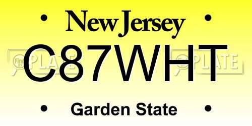 C87WHT New Jersey License Plate