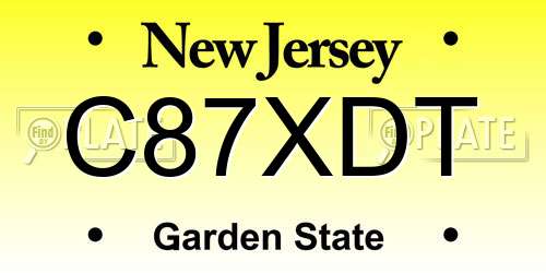 C87XDT New Jersey License Plate