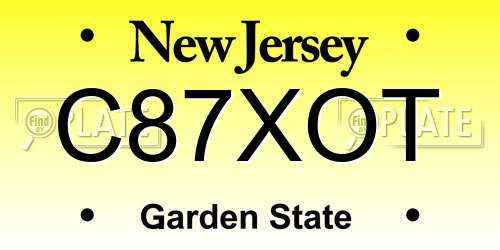 C87XOT New Jersey License Plate