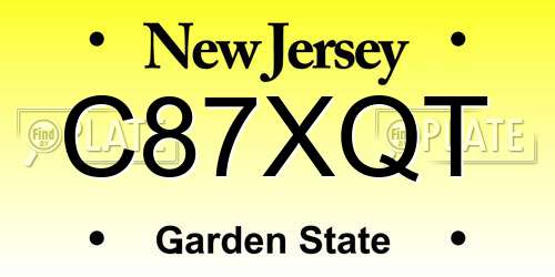 C87XQT New Jersey License Plate