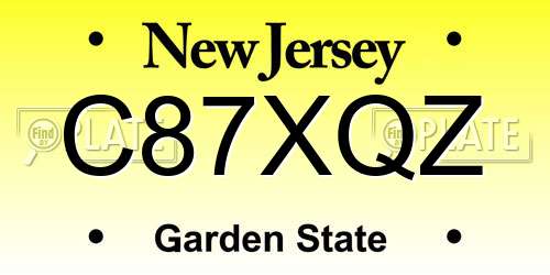 C87XQZ New Jersey License Plate