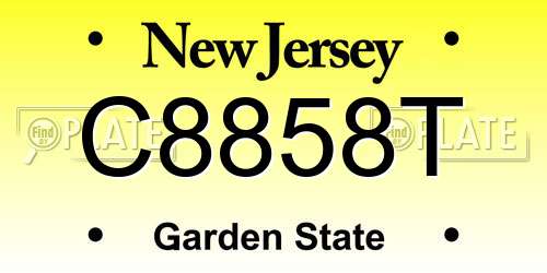 C8858T New Jersey License Plate