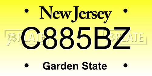 C885BZ New Jersey License Plate