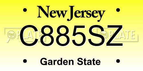 C885SZ New Jersey License Plate