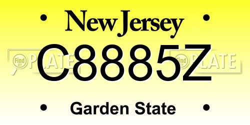 C8885Z New Jersey License Plate