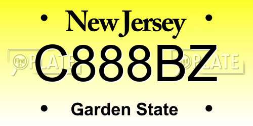 C888BZ New Jersey License Plate