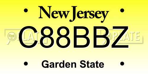 C88BBZ New Jersey License Plate