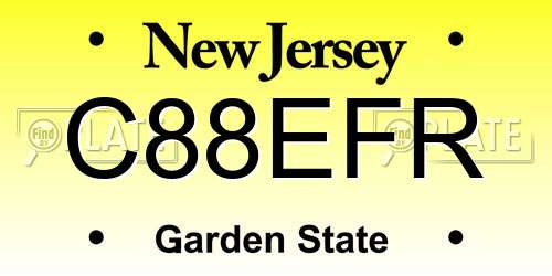 C88EFR New Jersey License Plate