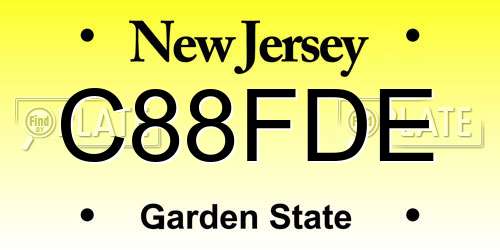 C88FDE New Jersey License Plate