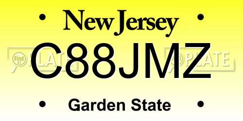 C88JMZ New Jersey License Plate
