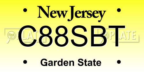 C88SBT New Jersey License Plate