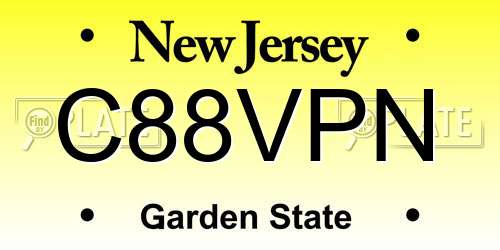 C88VPN New Jersey License Plate