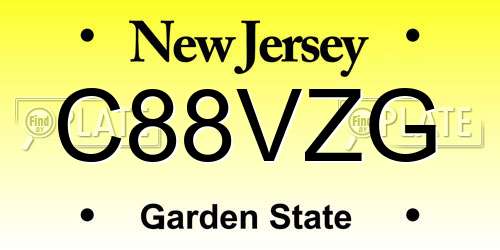 C88VZG New Jersey License Plate