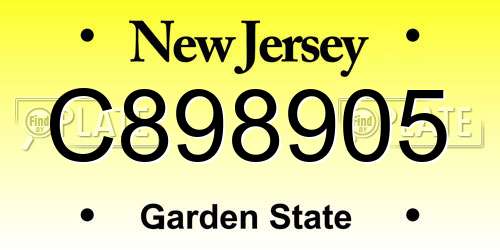 C898905 New Jersey License Plate