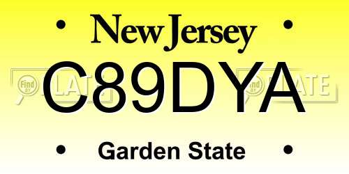 C89DYA New Jersey License Plate