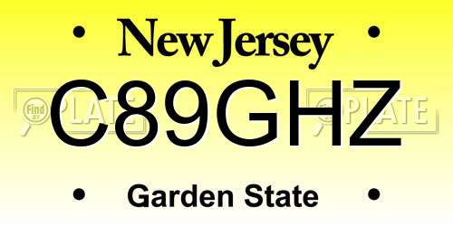 C89GHZ New Jersey License Plate
