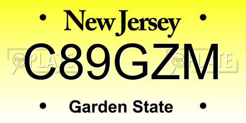 C89GZM New Jersey License Plate