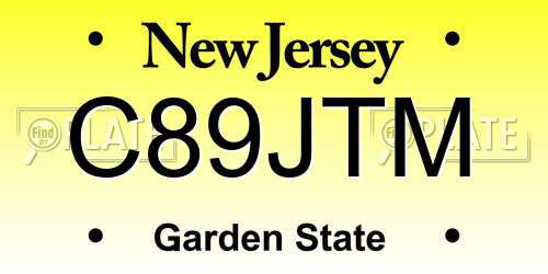 C89JTM New Jersey License Plate