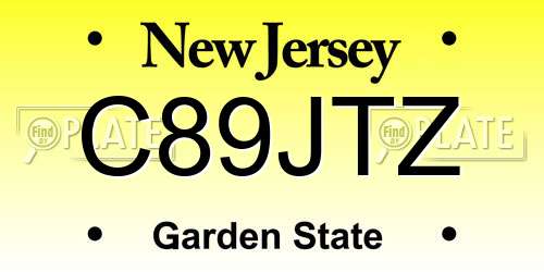 C89JTZ New Jersey License Plate