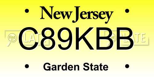 C89KBB New Jersey License Plate